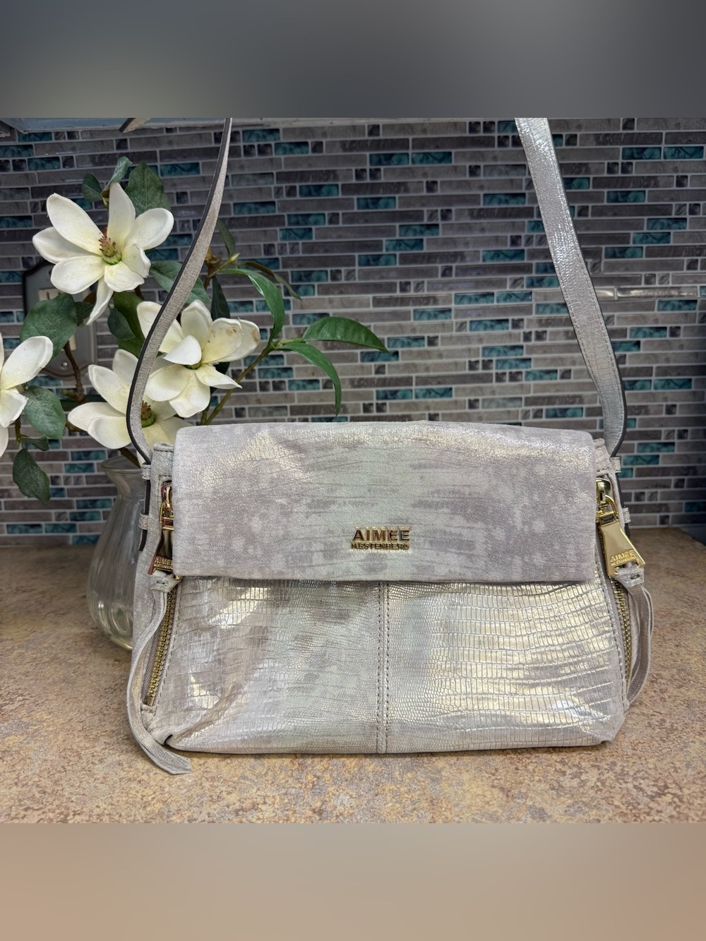 Aimee Kestenberg Bali Metallic Sunrise silver crossbody - Picture 2 of 10